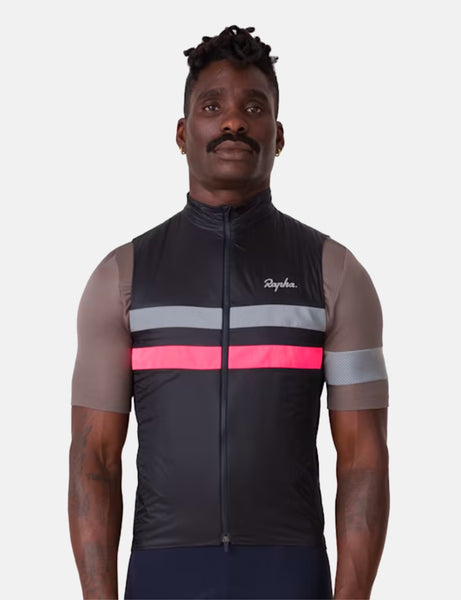 Rapha Men s Brevet Insulated Gilet Dark Navy Hi Vis Pink Silver