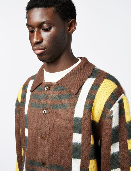 YMC Rat Pack Cardigan (Merino) - Multi Brown