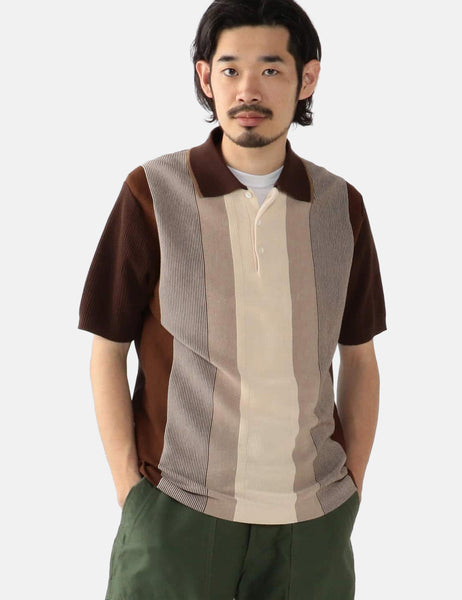 Beams Plus Knit Polo (Stripe) - Brown I Article.