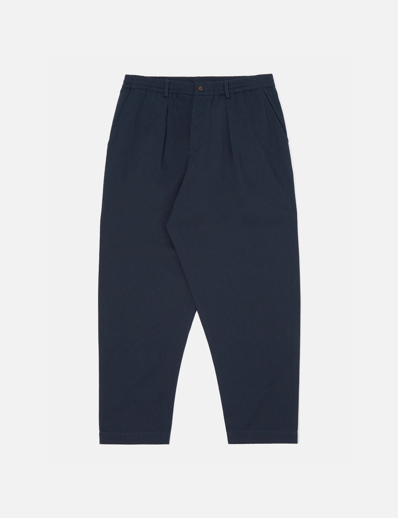 Universal Works Pleated Track Pant (Twill) - Navy Blue