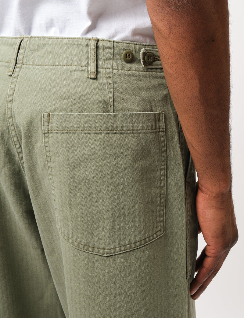 Orslow Herringone Fatigue Pants - Olive Green