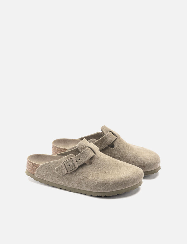 Birkenstock Women's Boston Soft Footbed Suede (Narrow) - Faded Khaki