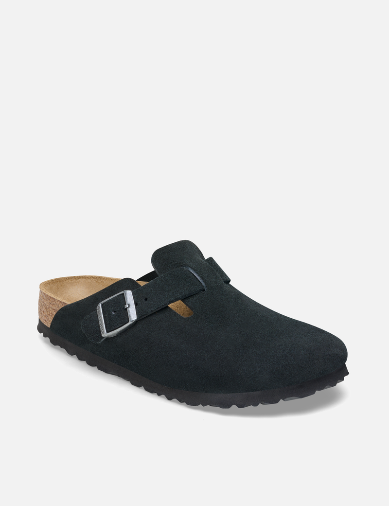 Birkenstock Boston Suede Clogs (Regular) - Black