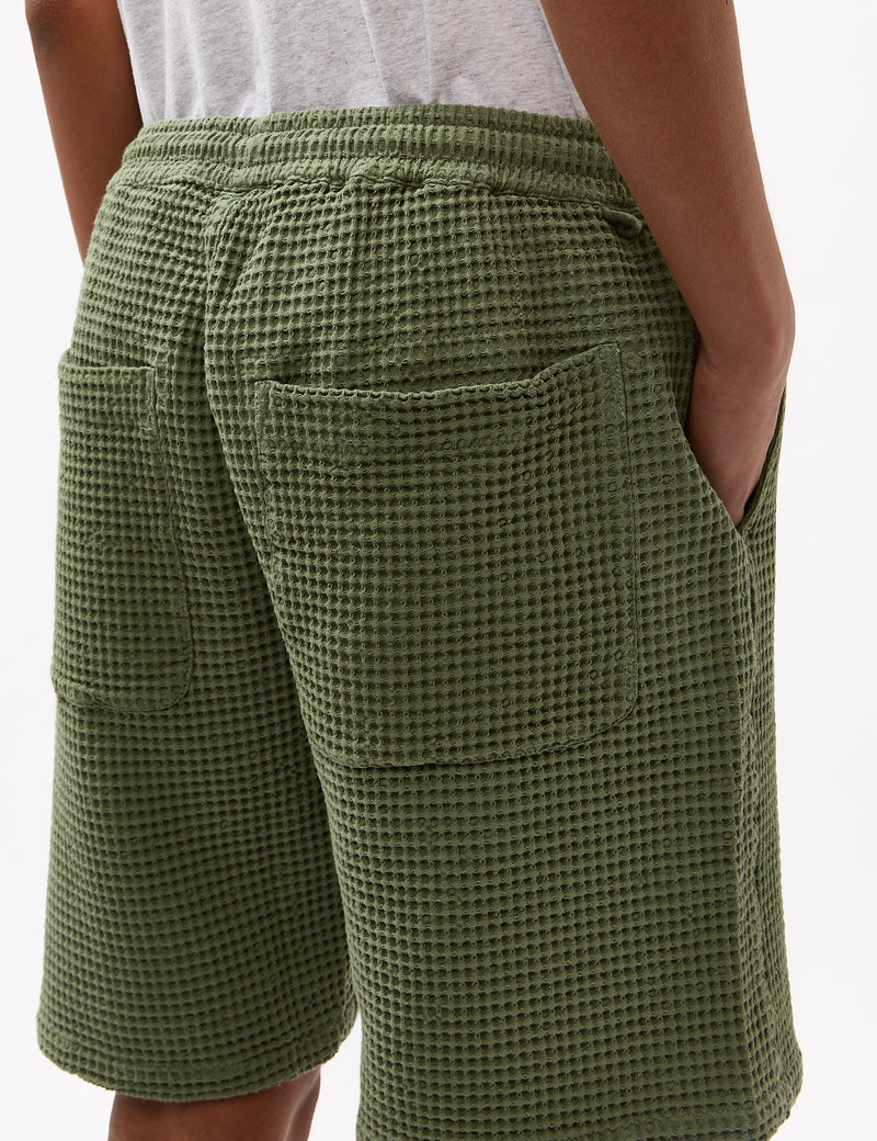 Universal Works Lumber Waffle Shorts - Birch Green