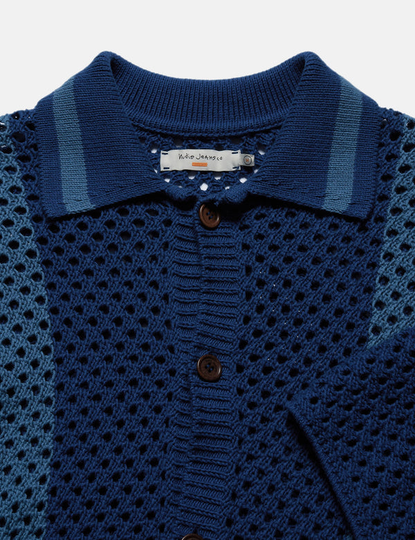 Nudie Jeans Fabbe Crochet Shirt - Blue