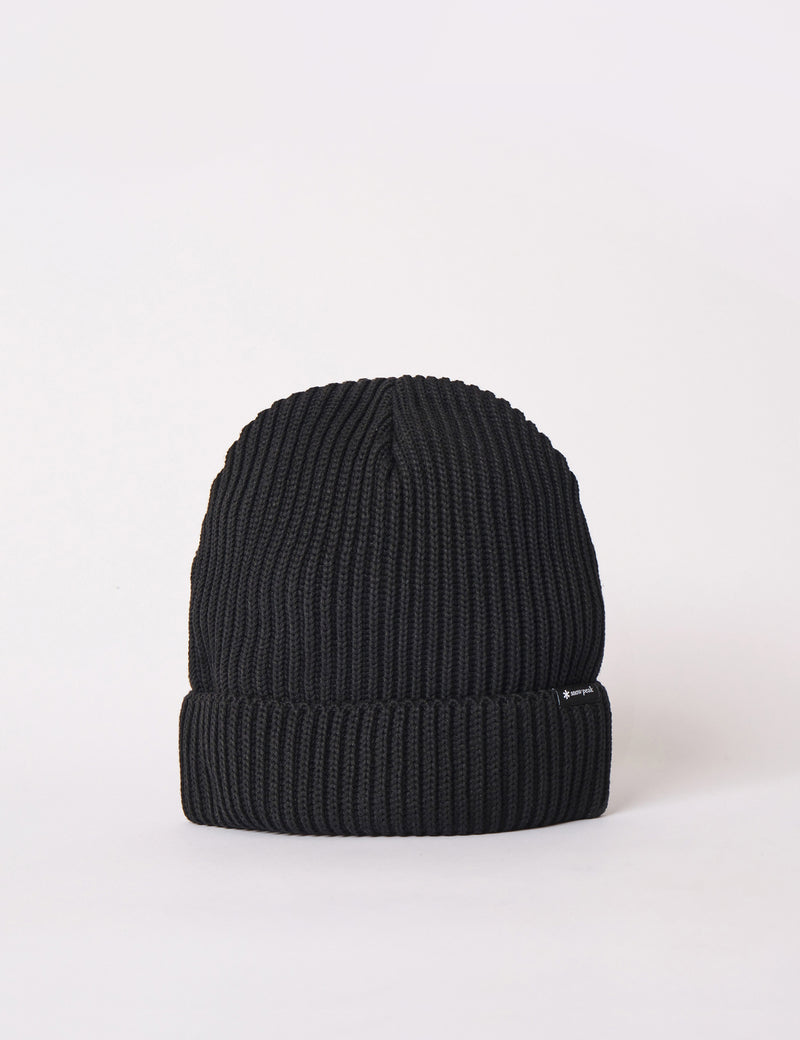 Black knit beanie hat on sale