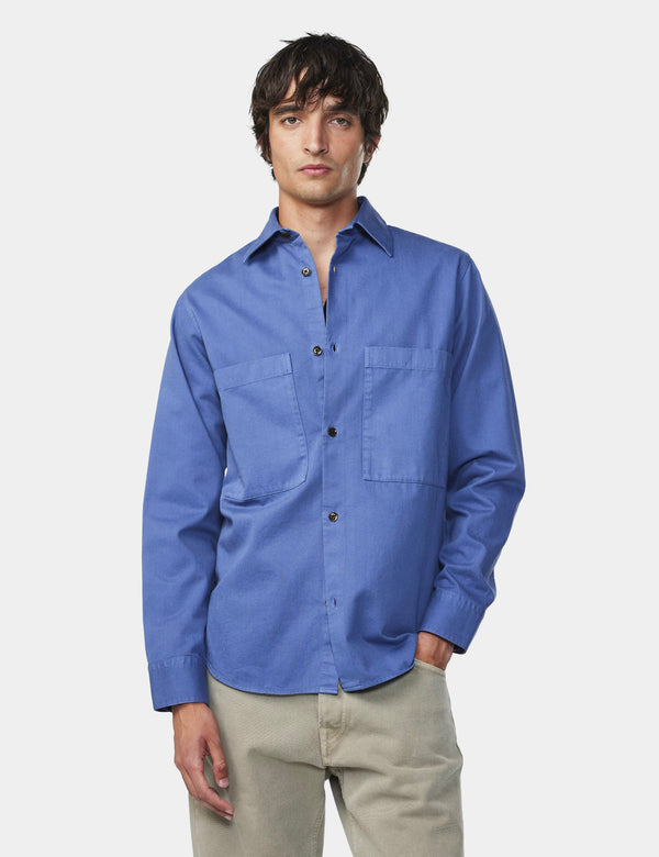 NN07 Freddy Over Shirt (Cotton Twill) - Grey Blue