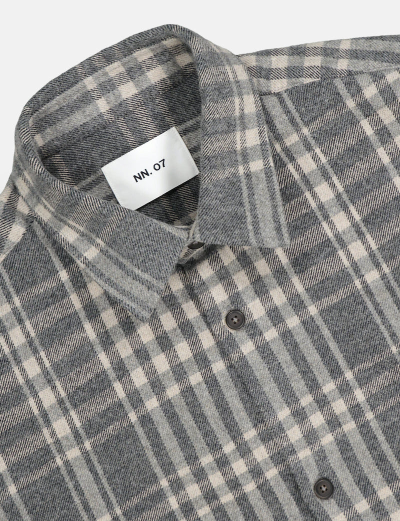 NN07 Freddy Shirt - Dark Grey Check