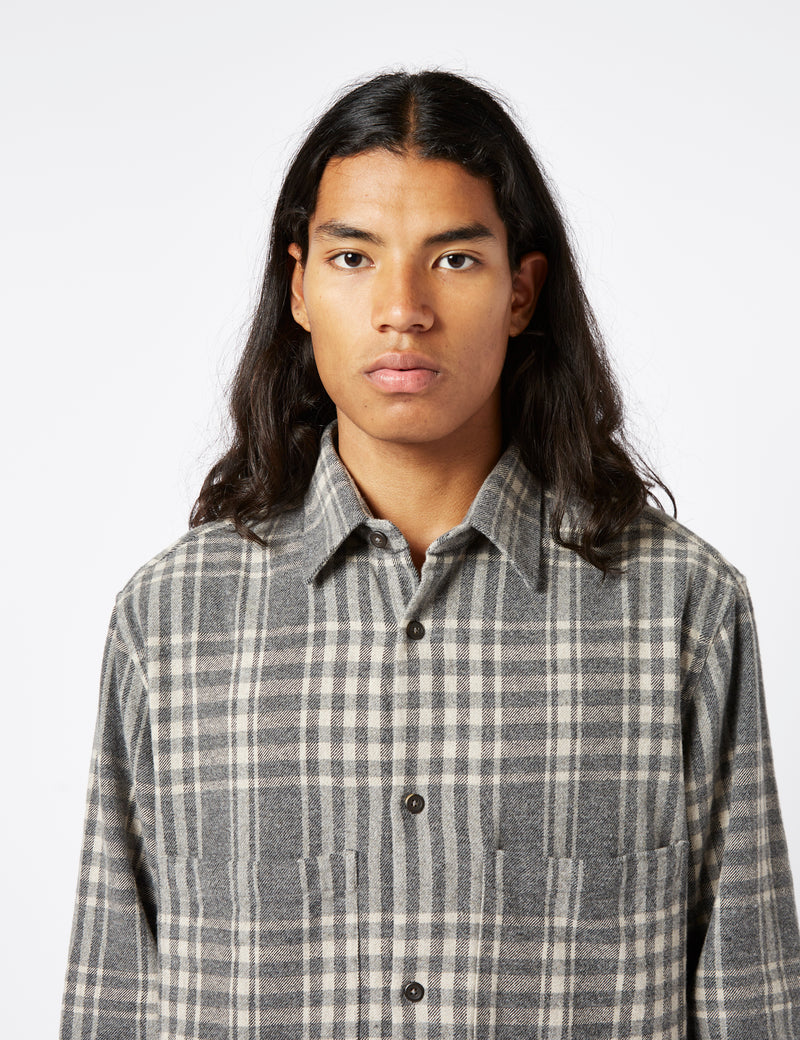 NN07 Freddy Shirt - Dark Grey Check