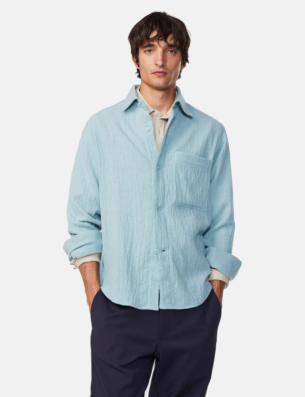 NN07 Adwin Wool Blend Overshirt (Relaxed Fit) - Olympic Blue