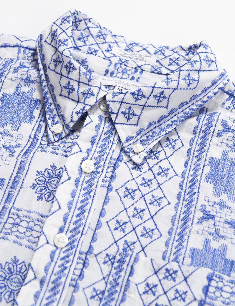 Engineered Garments 19 Century BD Shirt - Blue/White CP Embroidery