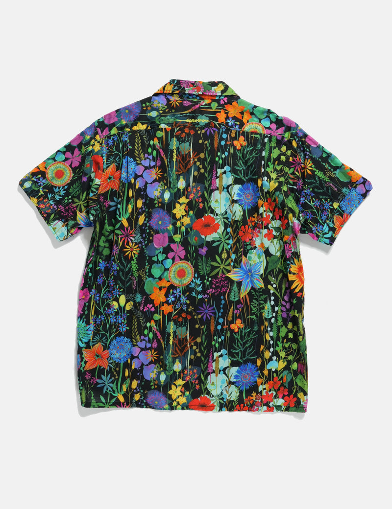 Engineered Garments Camp Shirt - Black Cotton Floral Lawn