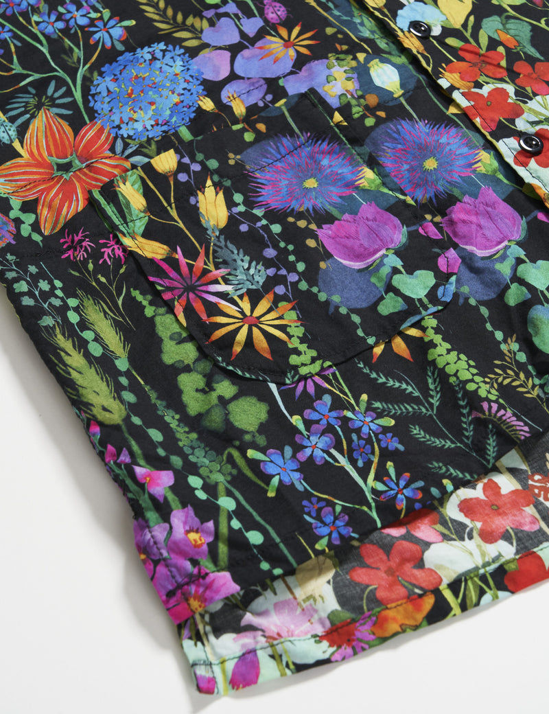 Engineered Garments Camp Shirt - Black Cotton Floral Lawn