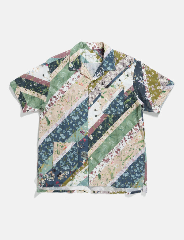 Engineered Garments Camp Shirt - Navy Cotton Diagonal Print