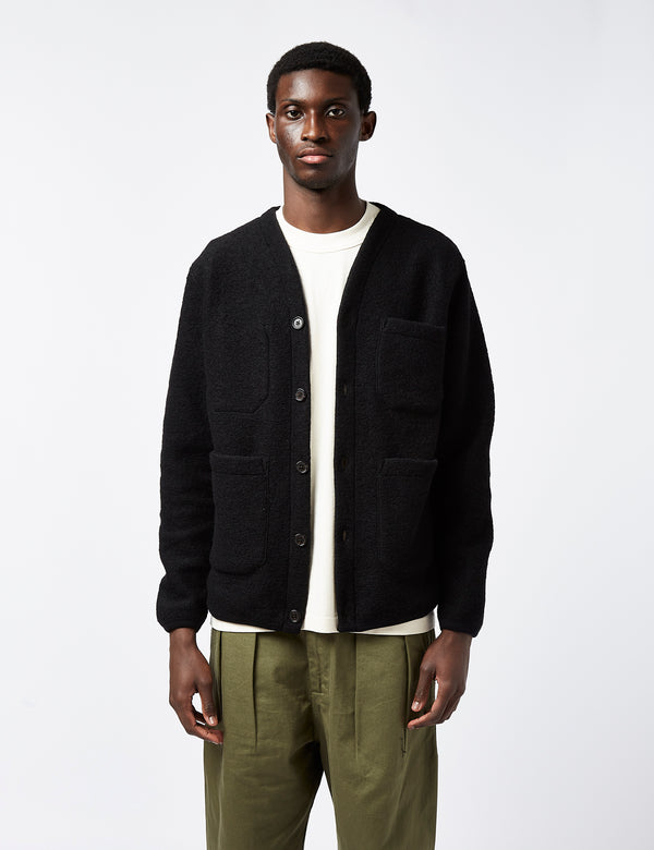 Universal Works Cardigan (Wool Fleece) - Black