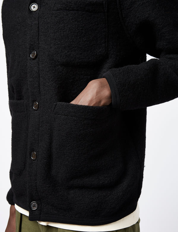 Universal Works Cardigan (Wool Fleece) - Black