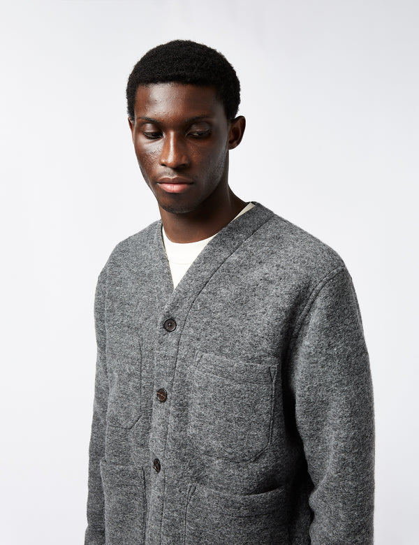 Universal Works Cardigan (Wool) - Grey Marl