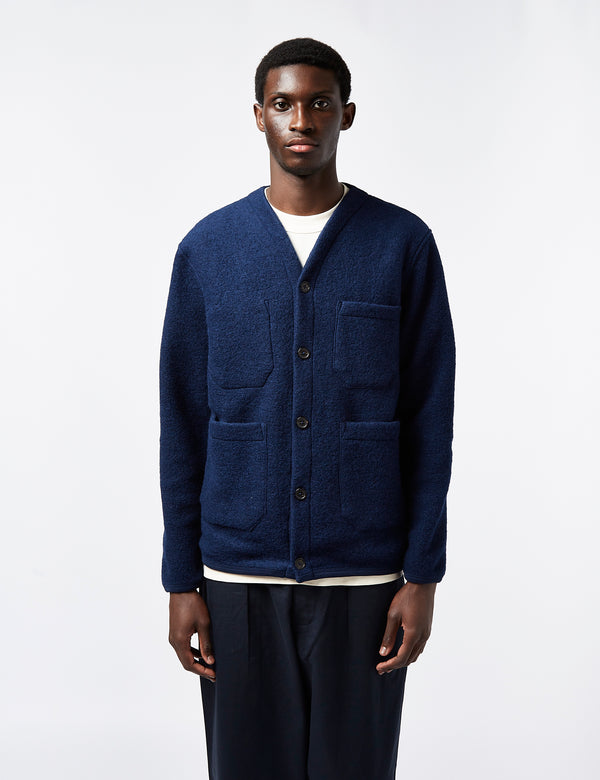 Universal Works Cardigan (Wool) - Indigo Blue