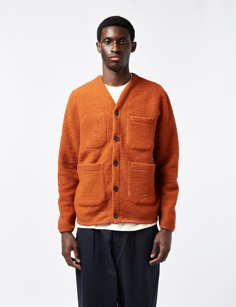 Universal Works Cardigan Wool Fleece Orange Article