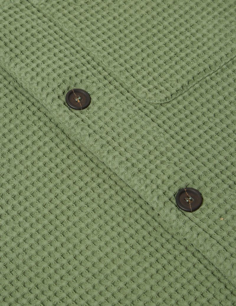 Universal Works Tech Waffle Overshirt - Birch Green