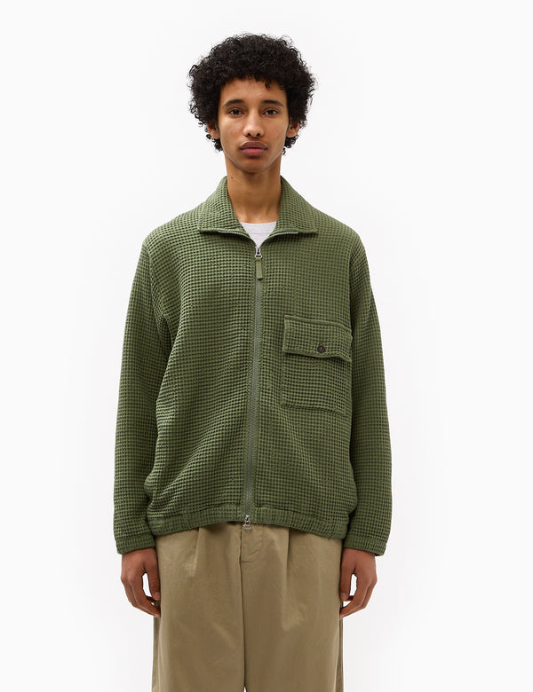 Universal Works Waffle Track Top - Birch Green