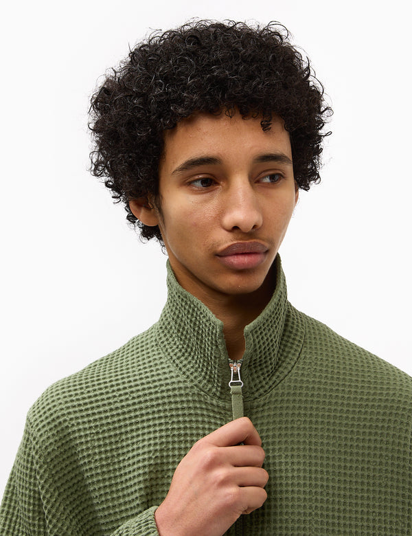 Universal Works Waffle Track Top - Birch Green