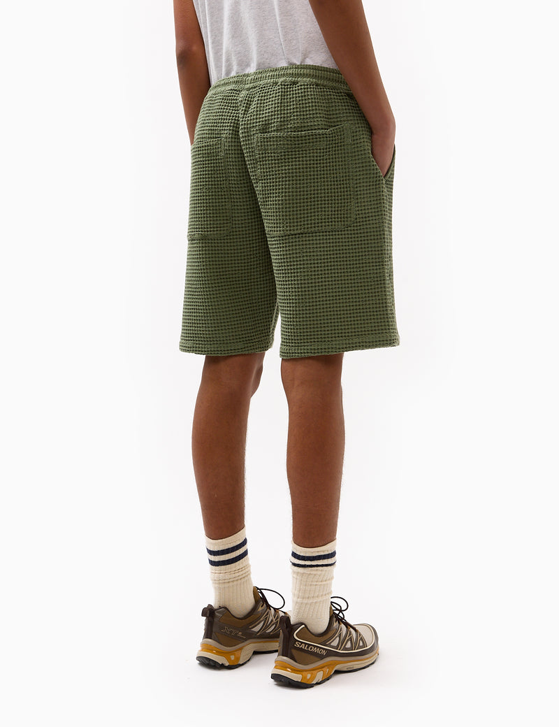 Universal Works Lumber Waffle Shorts - Birch Green