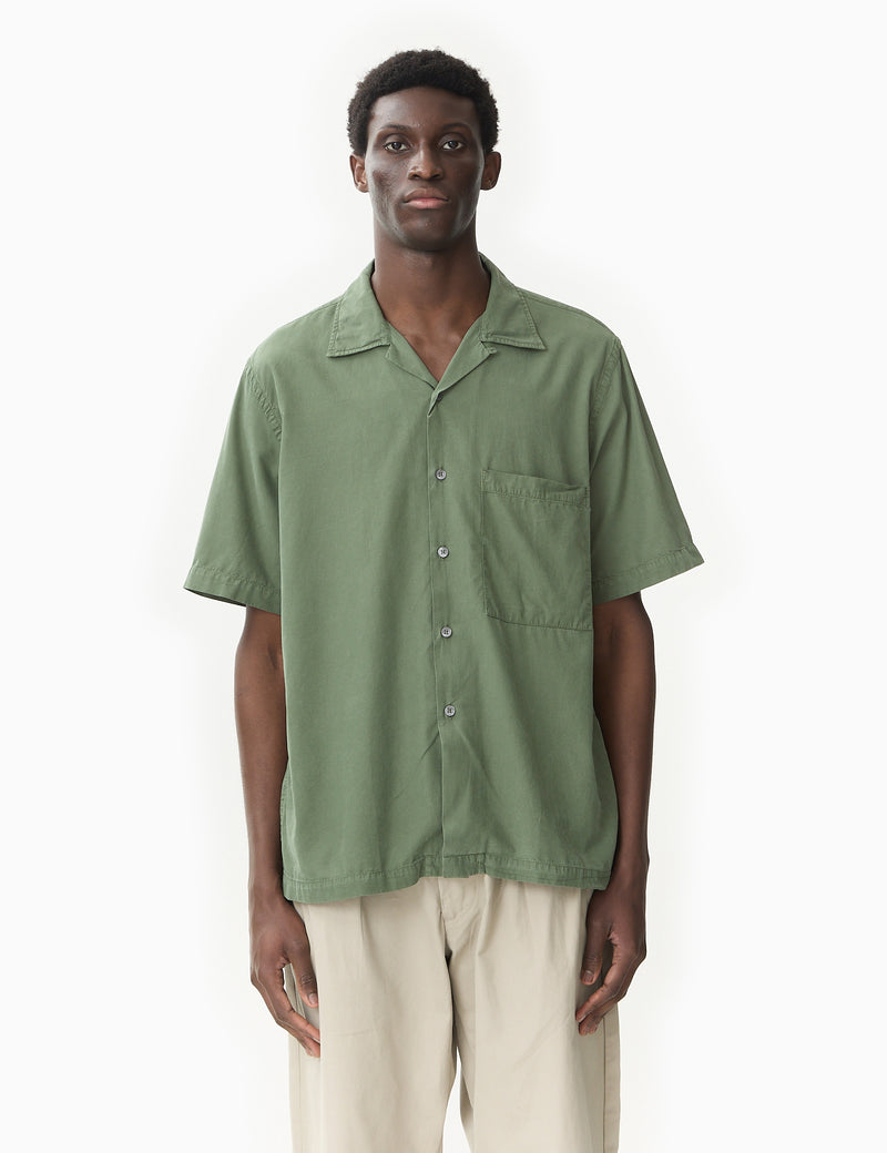 Universal Works Camp II Shirt (Linen/Cotton) - Birch Green