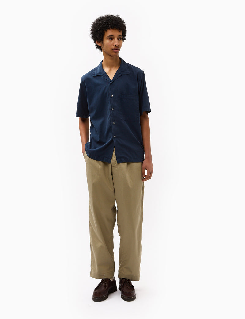 Universal Works Camp II Shirt (Linen/Cotton) - Navy Blue