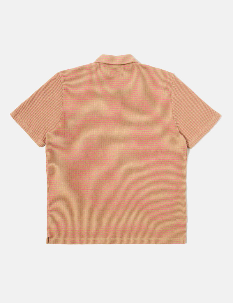 Universal Works Newlyn Fluro Polo Shirt - Summer Oak/Pink