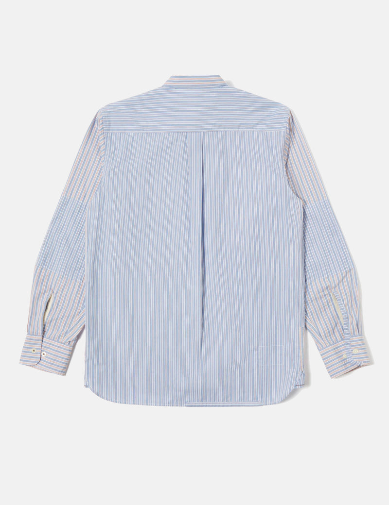 Universal Works Patched Shirt (Cotton) - Blue Stripe