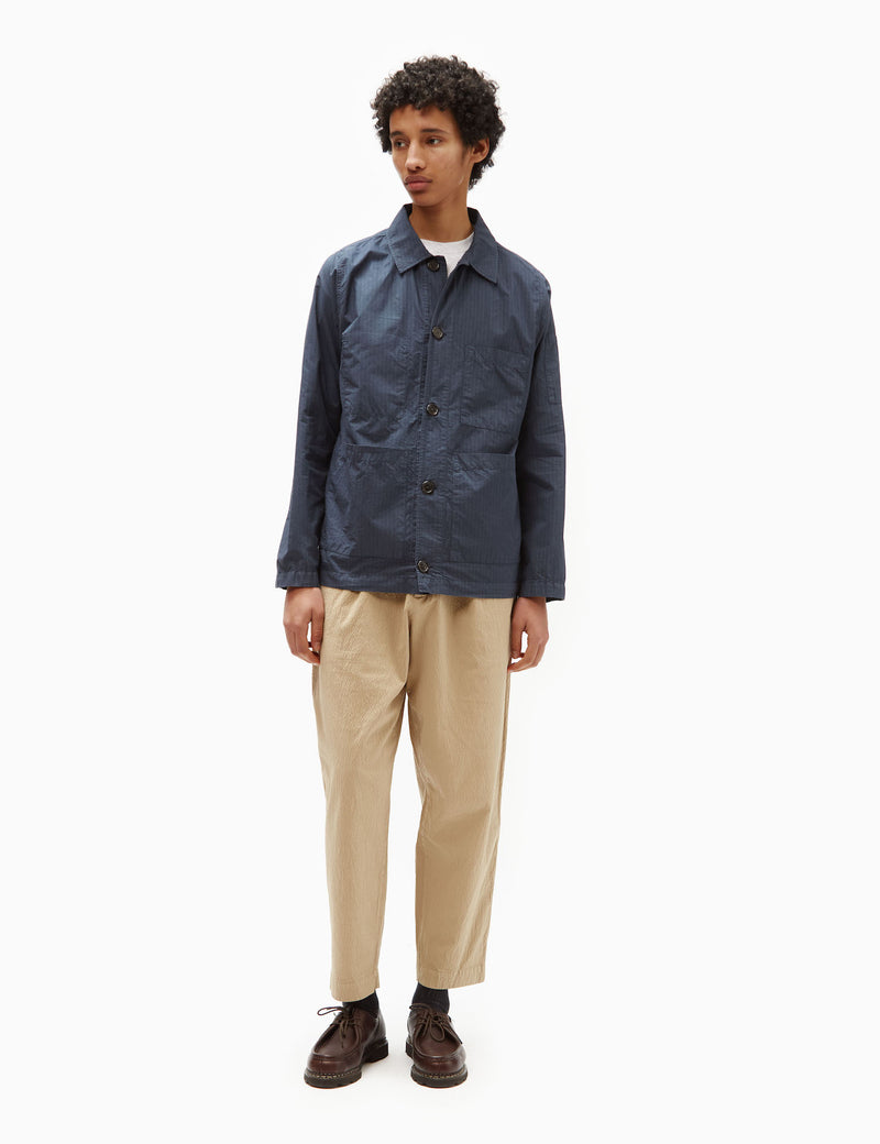 Universal Works Coverall Jacket (Nearly Pinstripe) - Navy Blue