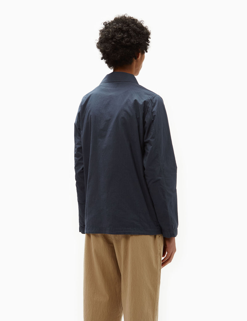 Universal Works Coverall Jacket (Nearly Pinstripe) - Navy Blue