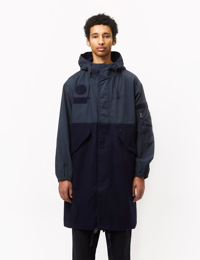 Universal Works Beach Parka II (Melton Wool Mix) - Navy Blue