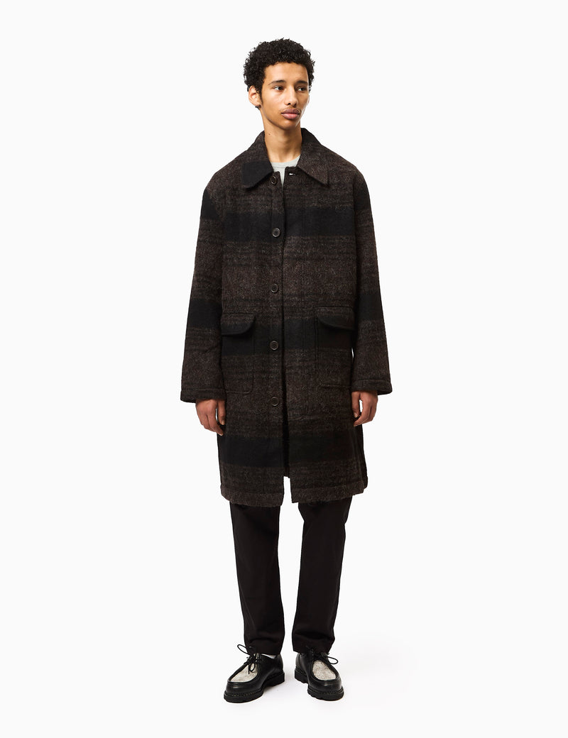 Universal Works Account Coat (Alpaca Rec Mix) - Brown/Black