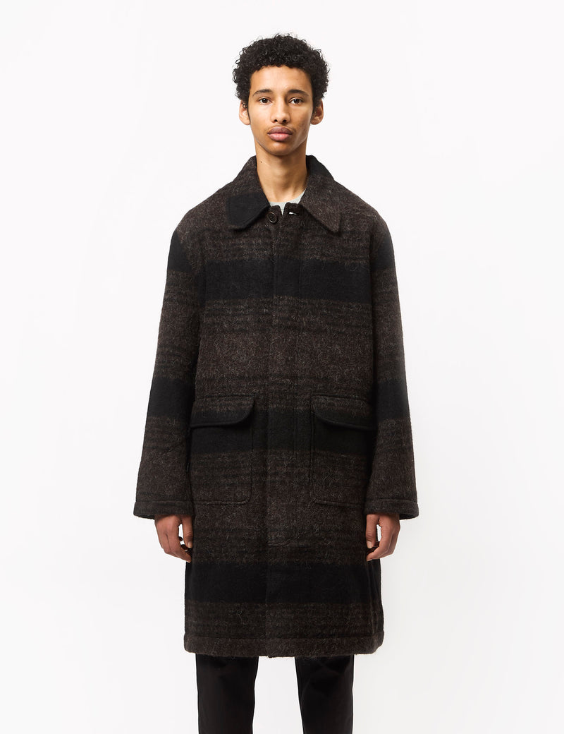 Universal Works Account Coat (Alpaca Rec Mix) - Brown/Black