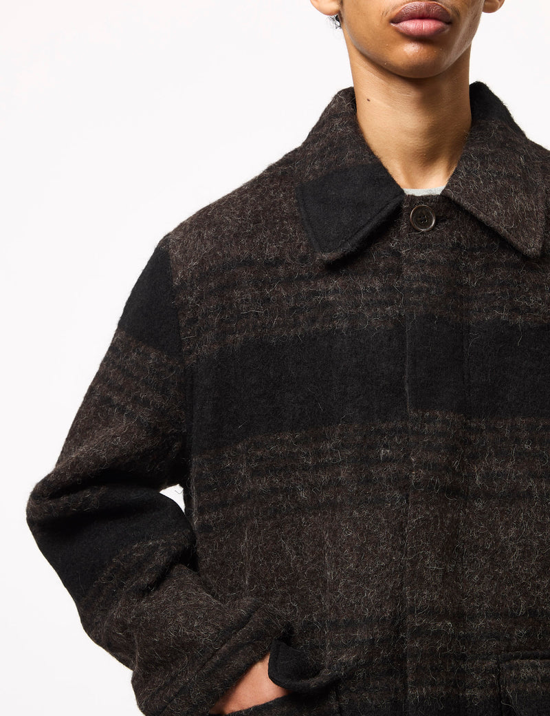 Universal Works Account Coat (Alpaca Rec Mix) - Brown/Black