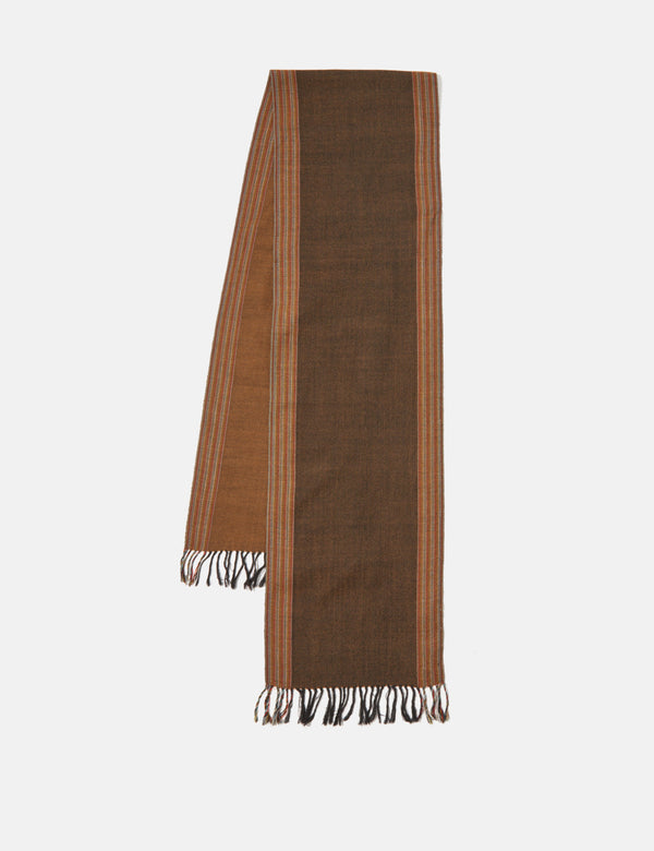 Universal Works Wool Scarf - Border (Merino Wool) - Brown