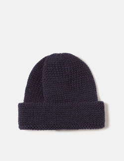 Universal Works Short Watch Beanie Ha (British Wool) - Navy Blue