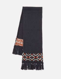 Universal Works Wool Scarf (British Wool) - Navy Blue/Ecru