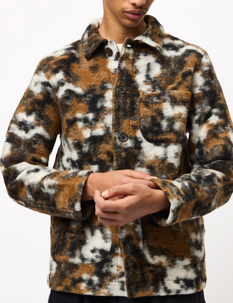 Universal Works Field Jacket (Ylang Flower Fleece) - Brown