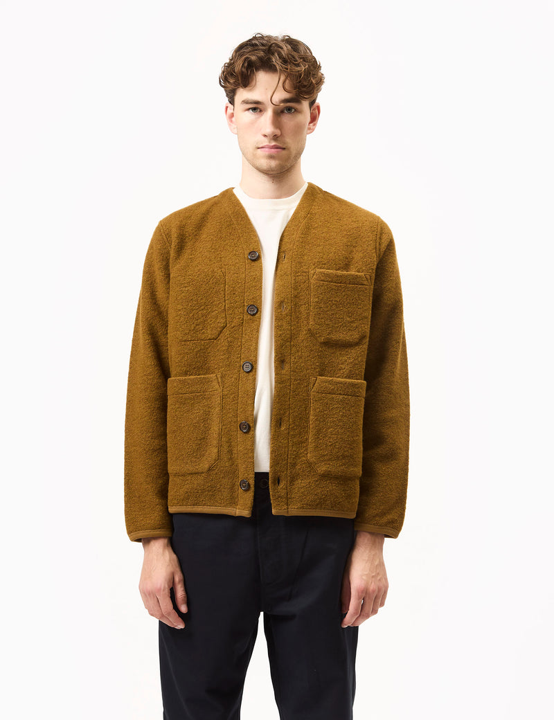 Universal Works Cardigan (Wool Fleece) - Mustard