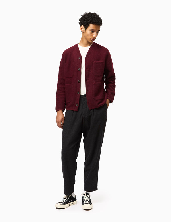 Universal Works Cardigan (Wool Fleece) - Deep Red