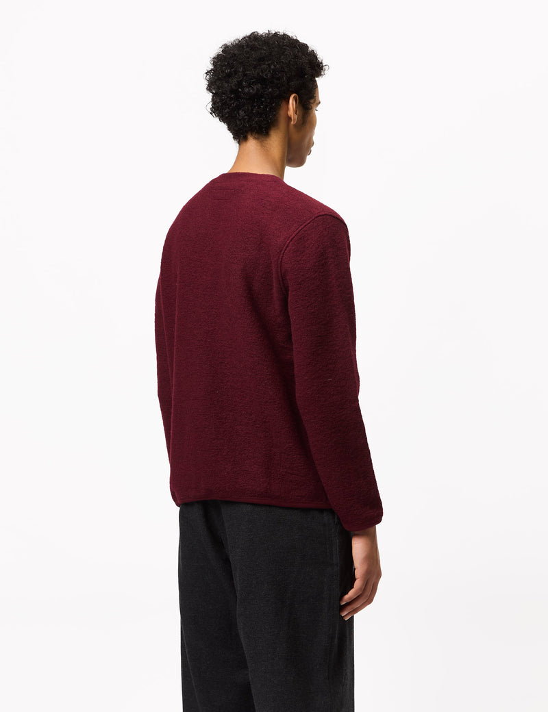 Universal Works Cardigan (Wool Fleece) - Deep Red