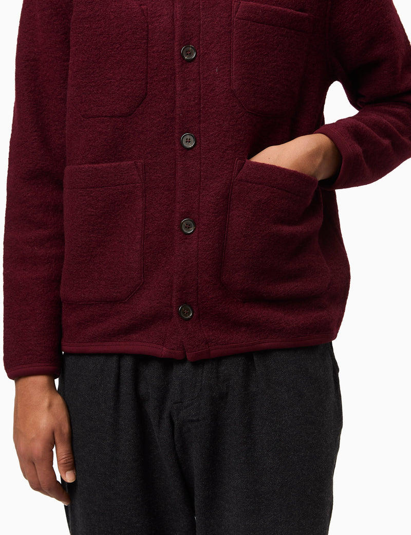 Universal Works Cardigan (Wool Fleece) - Deep Red