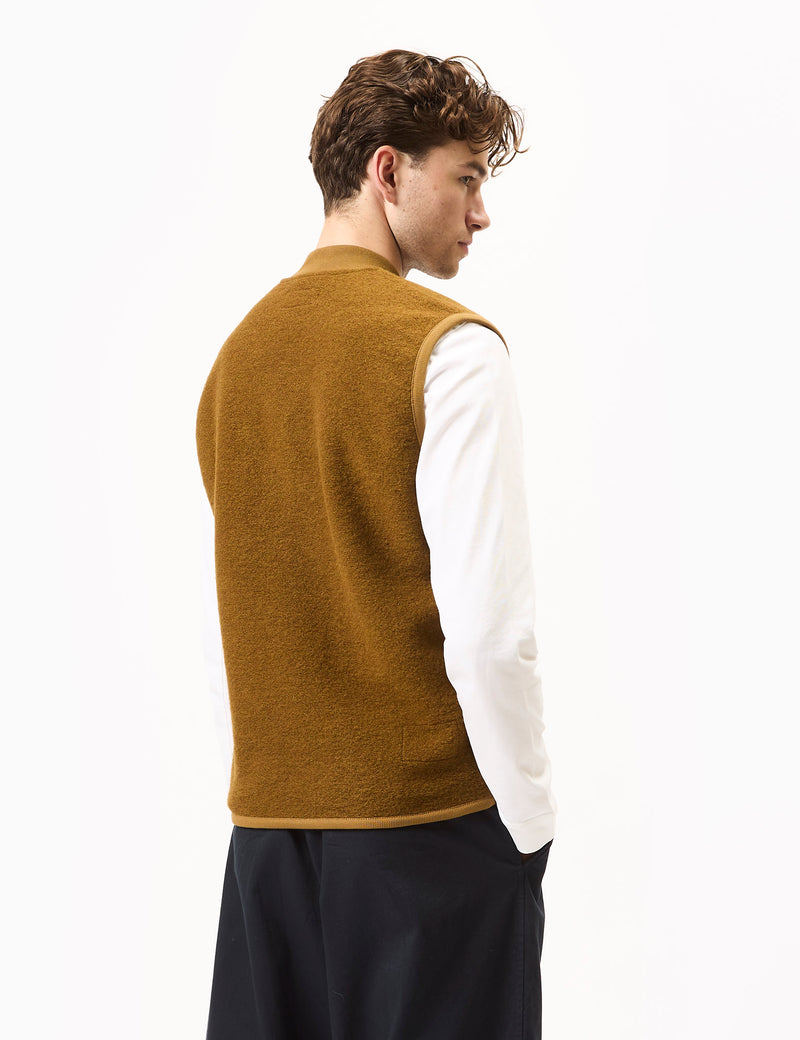 Universal Works Zip Waistcoat (Wool Fleece) - Mustard