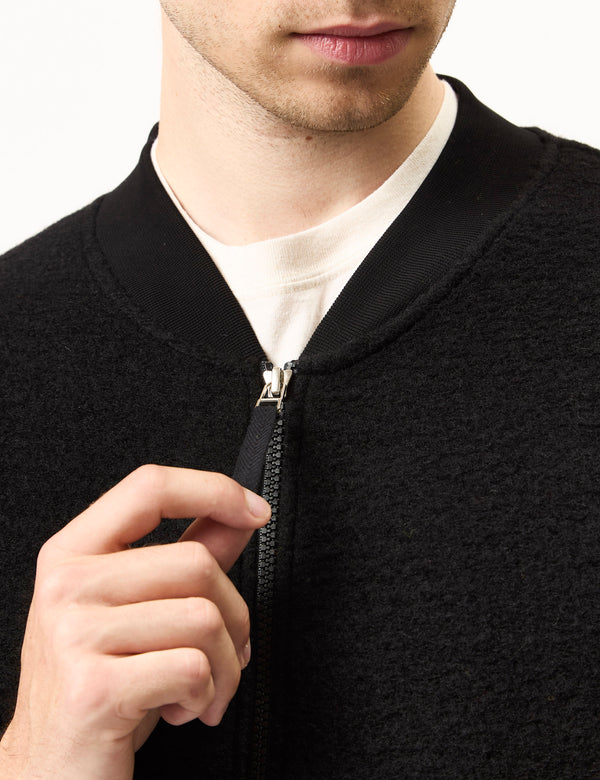 Universal Works Zip Bomber (Wool Fleece) - Black