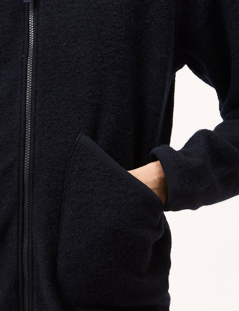 Universal Works Zip Bomber (Wool Fleece) - Navy Blue