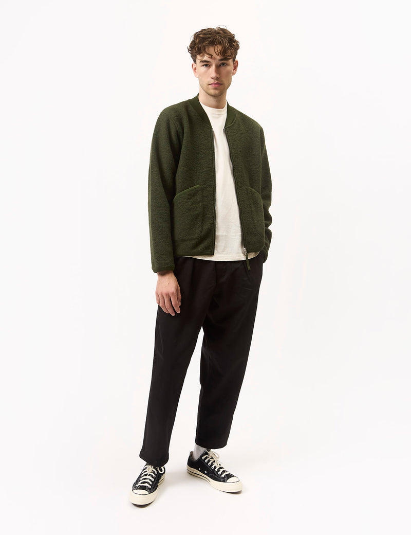 Universal Works Zip Bomber (Wool Fleece) - Olive Green