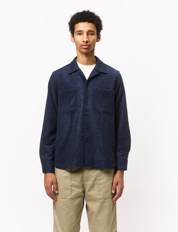 Universal Works Work Shirt (Dam Marl) - Navy Blue